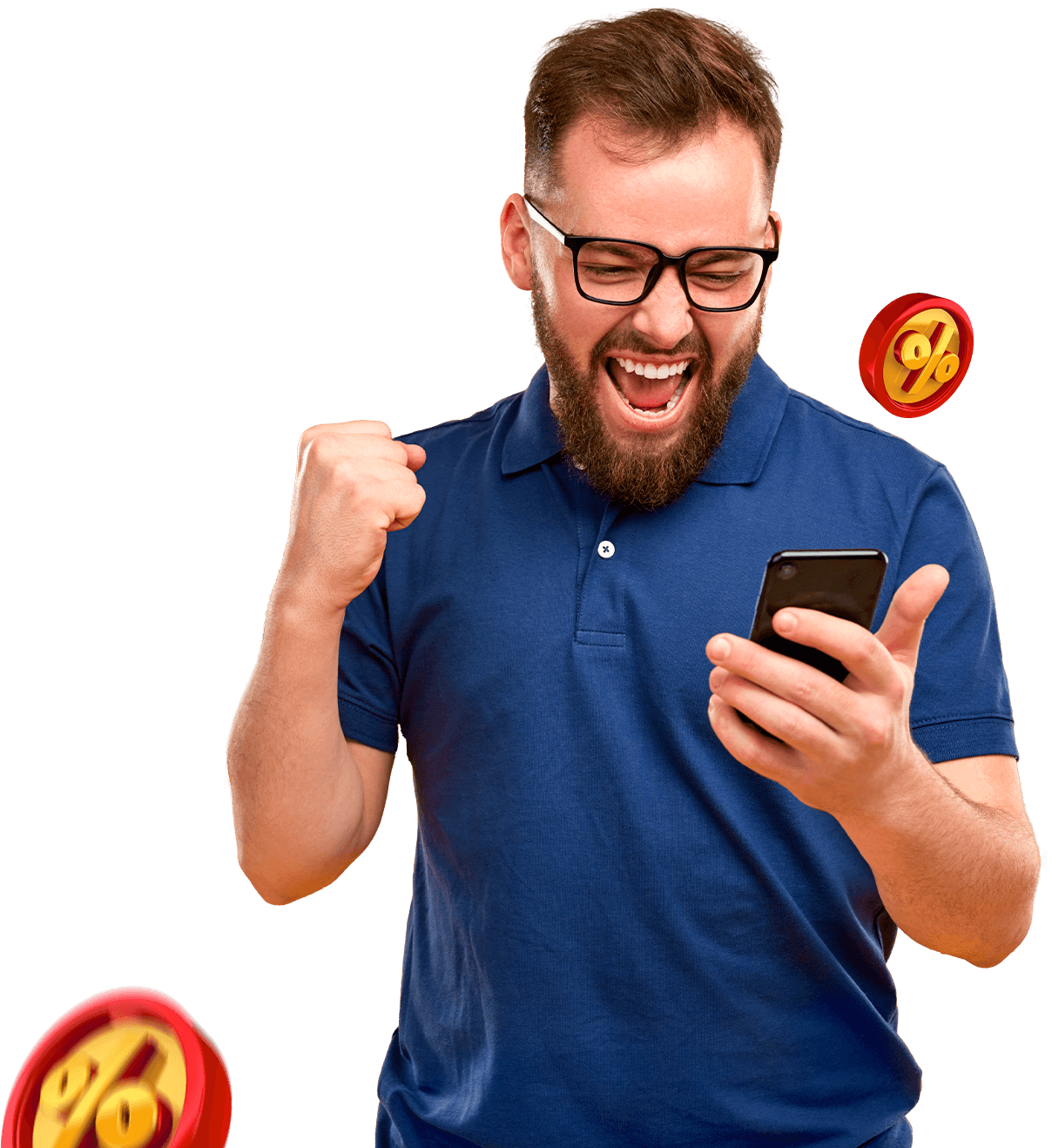 Homem com celular na mão