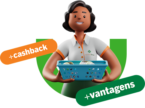 Mulher com cesta de compras